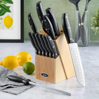 14 Piece Stainless Steel Knife Set W/Wood Block