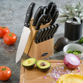 14 Piece Stainless Steel Knife Set W/Wood Block