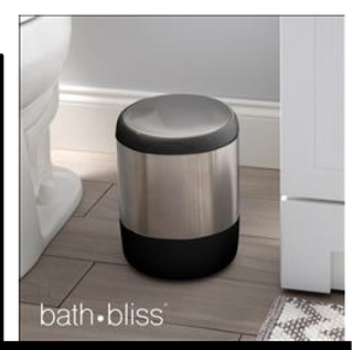 Stainless Steel Small Round Waste Bin with Flip Lid - Black