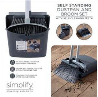Standing Dustpan with Broom Set